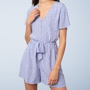 Rails Sophia Sky Blue Daisies Ditsy Floral Romper Coastal Vacation Medium